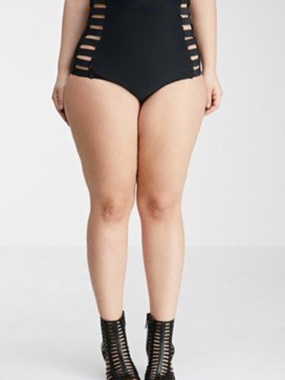 Forever 21 Plus Black Cutout Caged High Waist Bikini Bottom Only 3X
